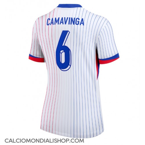 Maglie da calcio Francia Eduardo Camavinga #6 Seconda Maglia Femminile Europei 2024 Manica Corta